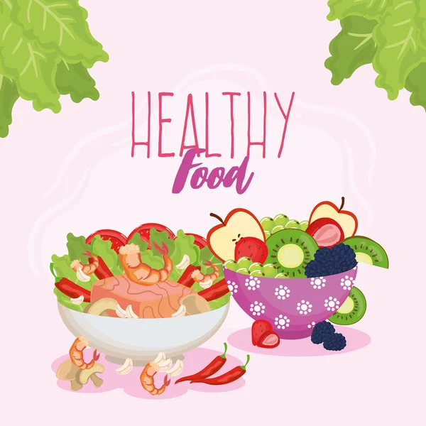 Cartel of healthy food bowls — Vettoriale Stock