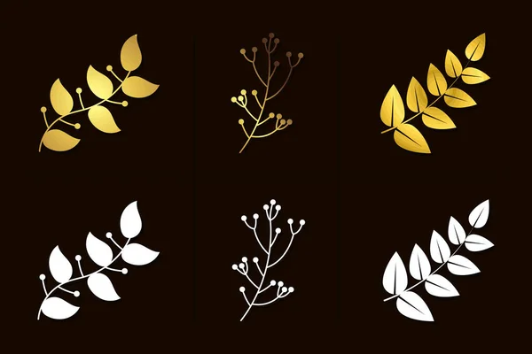 Branches dorées et blanches — Image vectorielle