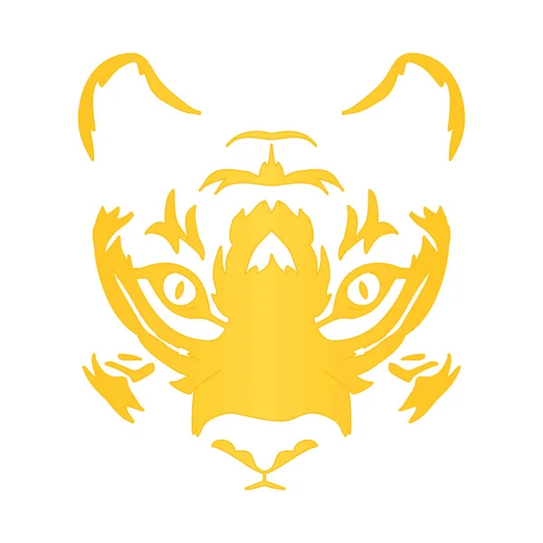 Cabeza de tigre dorado — Vector de stock