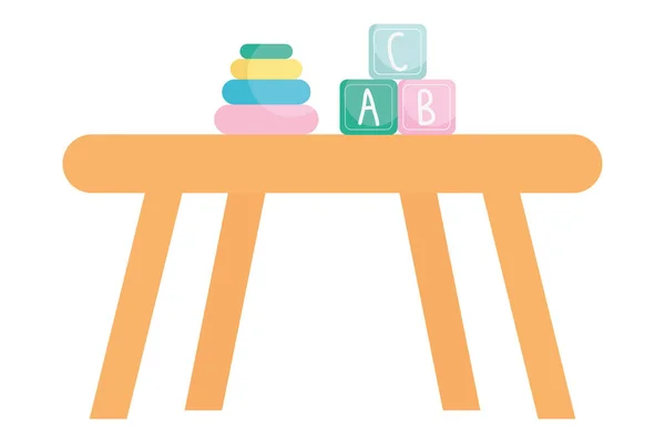 Colorful baby table with toys — Vector de stock