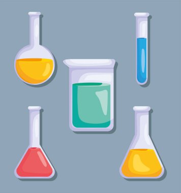 lab flasks icon set