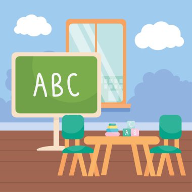 kindergarten room with board
