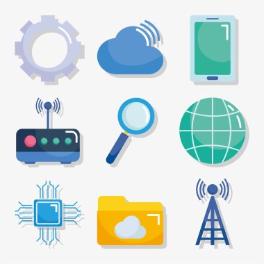 network and technology set