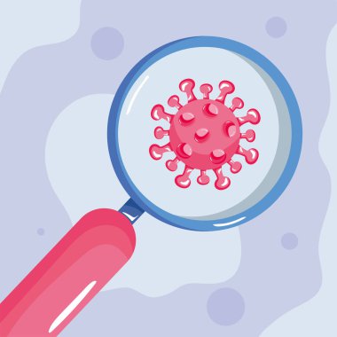 magnifying glass with coronavirus