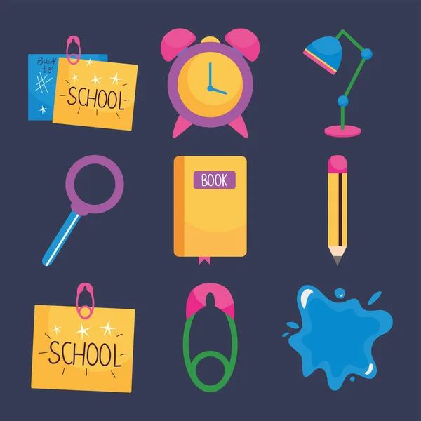 School and objects set — Stock Vector