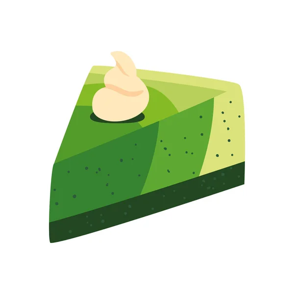 Pedazo de pastel de matcha — Vector de stock