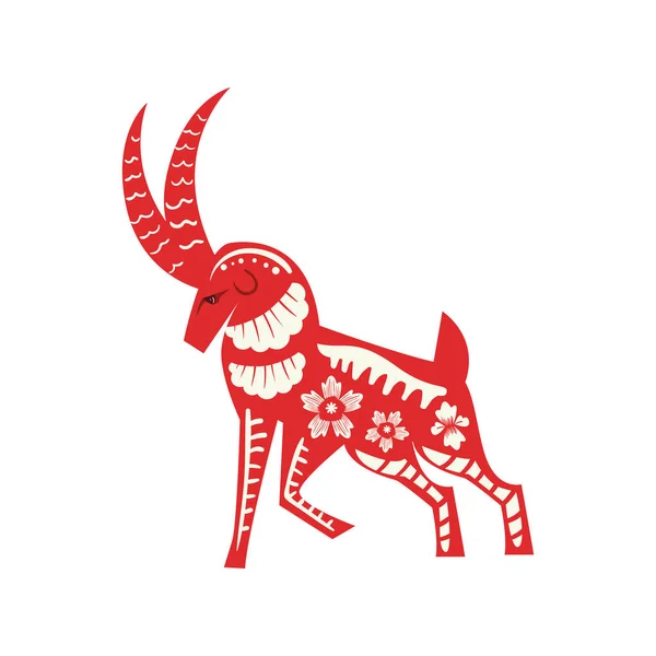 Zodiaco rojo chino cabra — Vector de stock