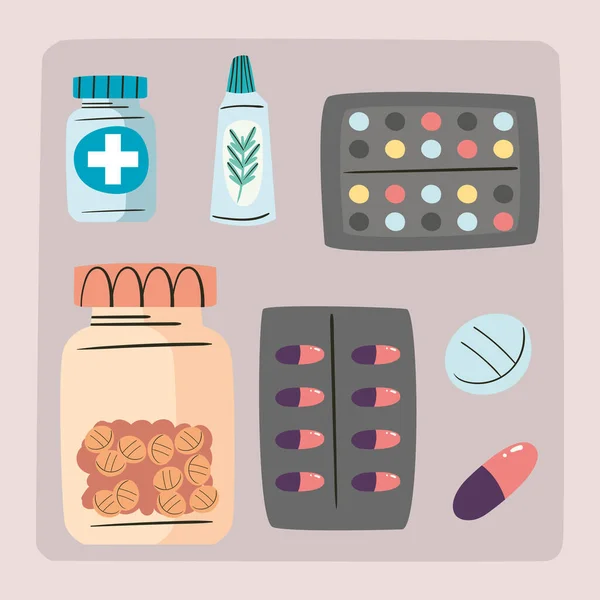 Sept icônes de médecine — Image vectorielle