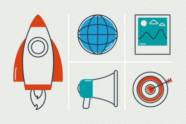 Sosyal pazarlama simgesi seti