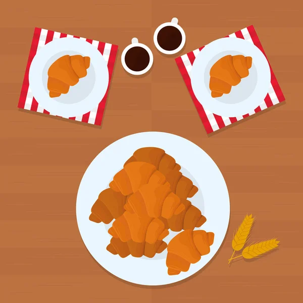 Plats avec croissants illustration — Image vectorielle