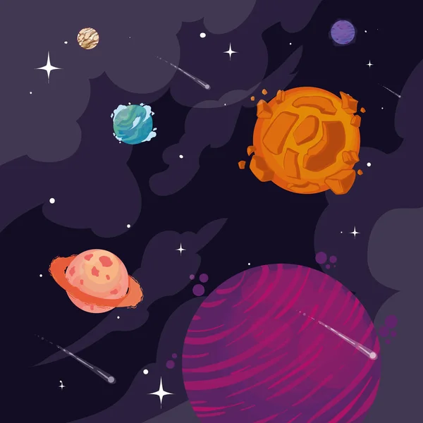 Tarjeta de planetas — Vector de stock
