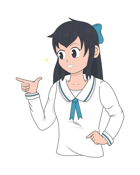 Anime fille icône — Image vectorielle