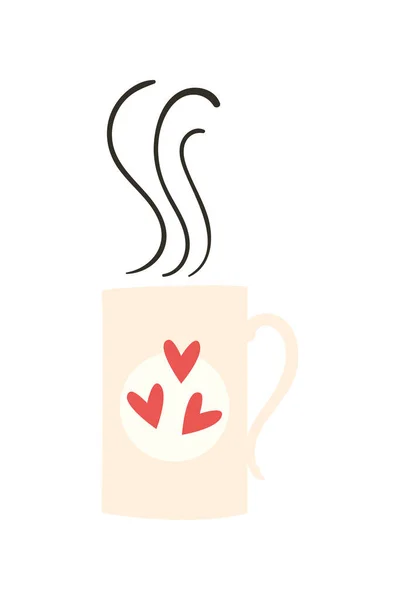 Coffee mug with hearts — Stock Vector