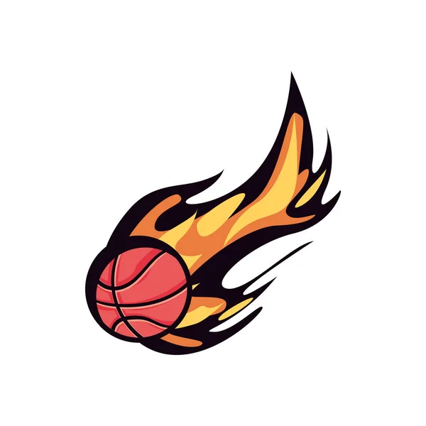 Balón de baloncesto de fuego — Vector de stock