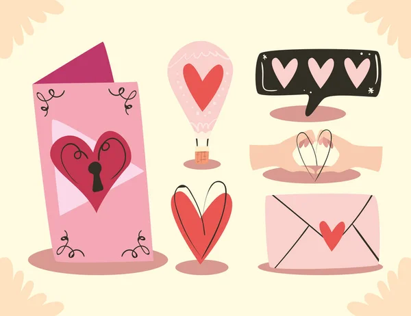 Doodles de amor rosa —  Vetores de Stock