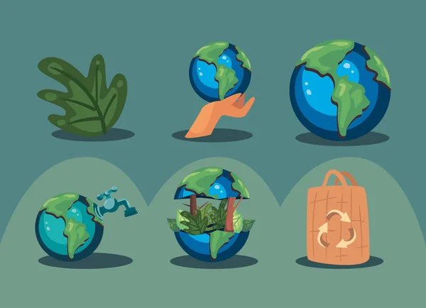 Six sauver la planète éléments — Image vectorielle