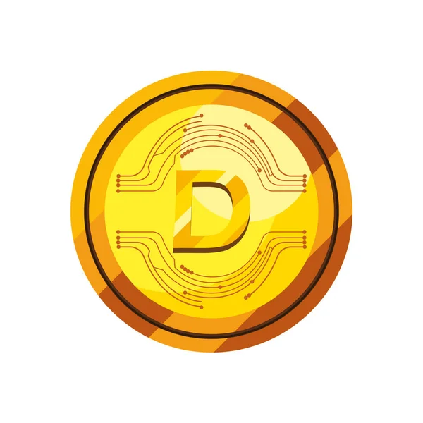 Conception de dogecoin doré — Image vectorielle