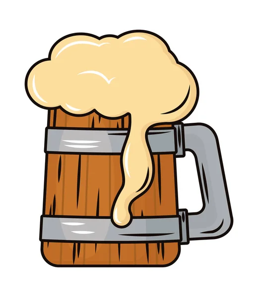 Caneca de cerveja de madeira —  Vetores de Stock