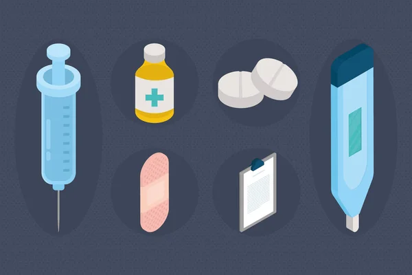 Set di icone per attrezzature mediche — Vettoriale Stock
