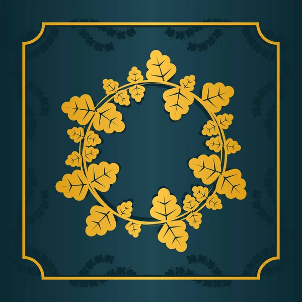 Ilustração grinalda folhas douradas — Vetor de Stock