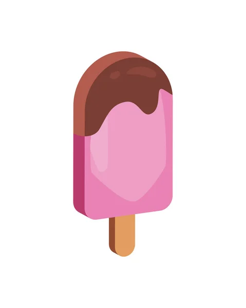 Pink ice cream on stick — Stock Vector