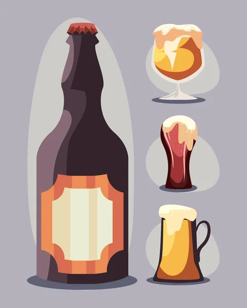 Cztery kieliszki piwa — Wektor stockowy