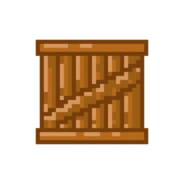 Caixa de madeira pixelada —  Vetores de Stock