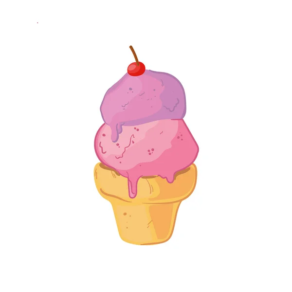 樱桃冰淇淋 — 图库矢量图片