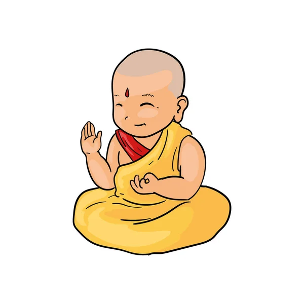 Projekt mnicha medytującego — Wektor stockowy