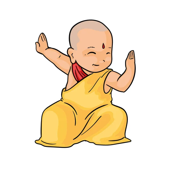 Disegno monaco buddista — Vettoriale Stock