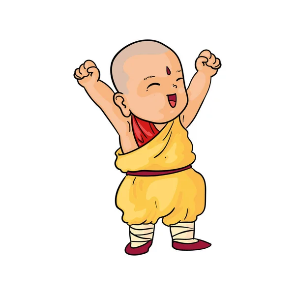 快乐的佛教僧人 — 图库矢量图片