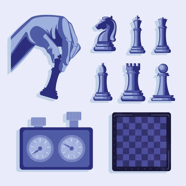 Дев'ять шахових предметів — стоковий вектор