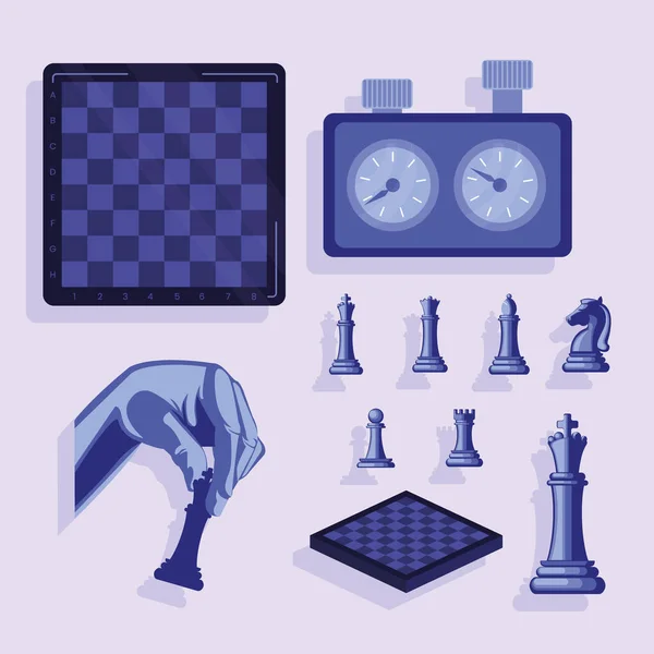 Десять шахових предметів — стоковий вектор
