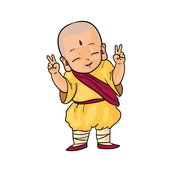 Монах робить символ миру — стоковий вектор