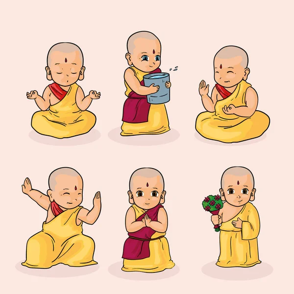 Шість буддійських ченців — стоковий вектор