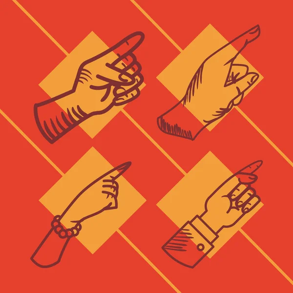 Τέσσερα χέρια δείχνουν — Διανυσματικό Αρχείο