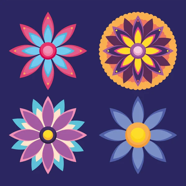 Indiase bloemen pictogram set — Stockvector