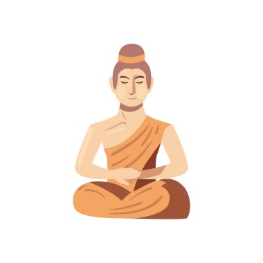 düz meditasyon yapan keşiş tasarımı