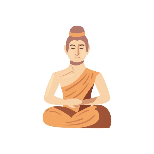 Diseño monje meditando plano — Vector de stock