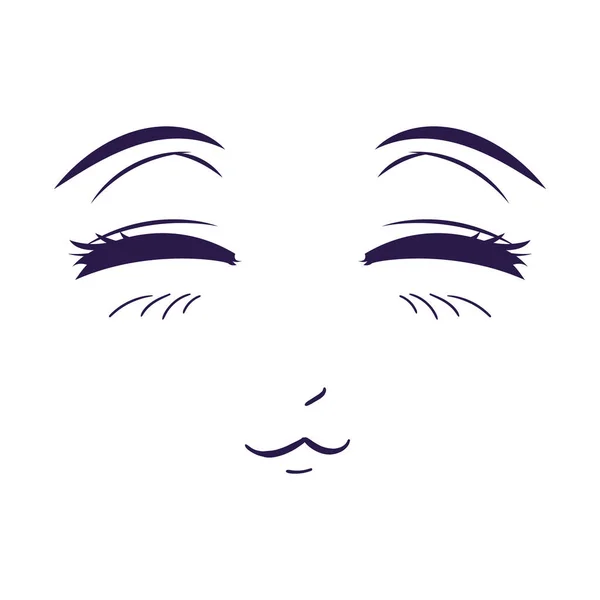 Happy anime style closed eyes blushy cheeks hand Vector Image