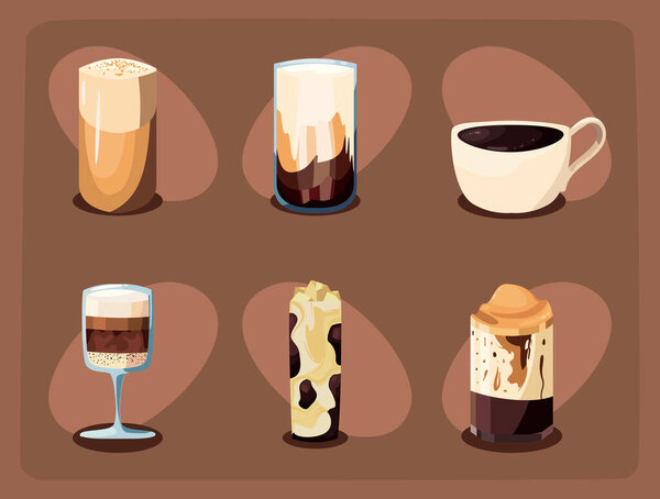 six flats coffee illustrations