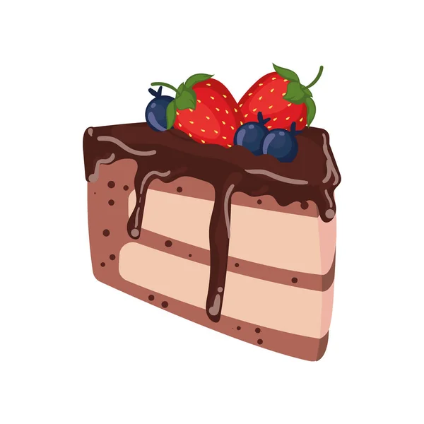 초콜릿 케이크 조각 — 스톡 벡터