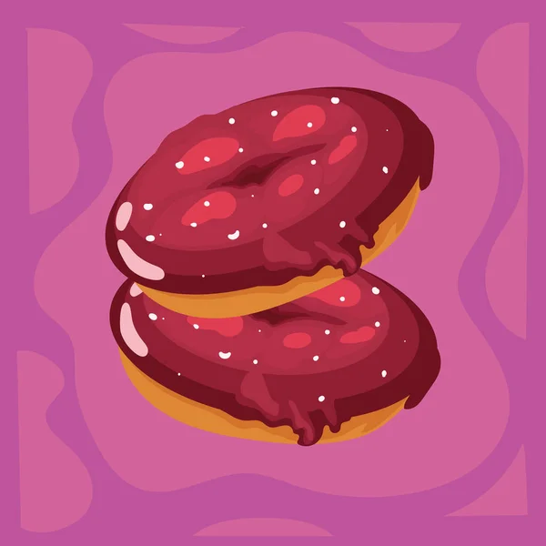 분홍색 유약된 도넛 — 스톡 벡터