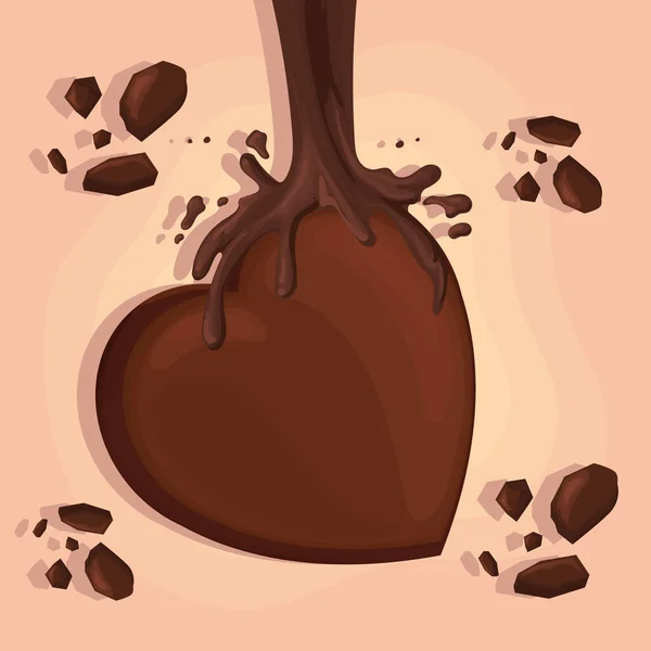 Afiche corazón chocolate — Vector de stock