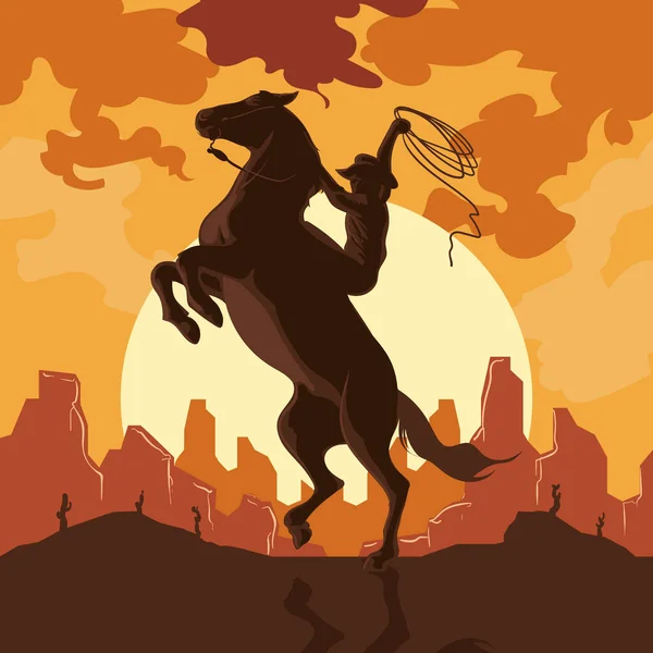 Kowboj w koniu — Wektor stockowy