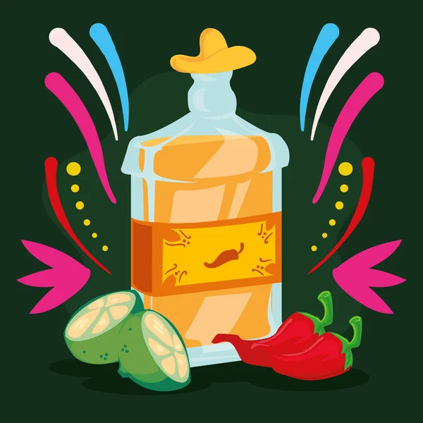 Carte bouteille de tequila — Image vectorielle