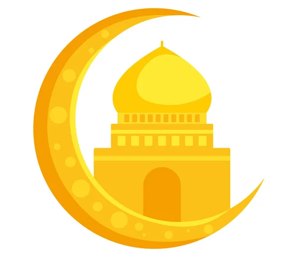 Luna creciente con mezquita — Vector de stock