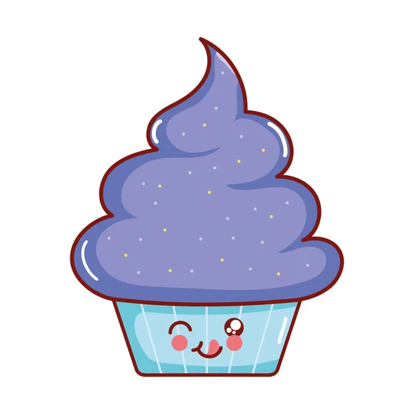 Kawaii cupcake icon — Stock Vector