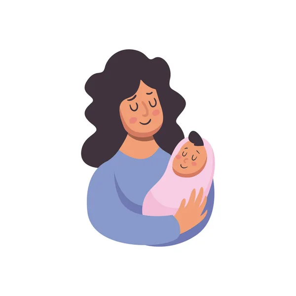 Плоская мать держит ребенка — стоковый вектор