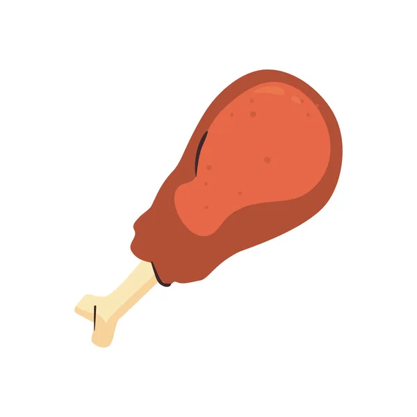 Illustrazione piatta della gamba di pollo — Vettoriale Stock